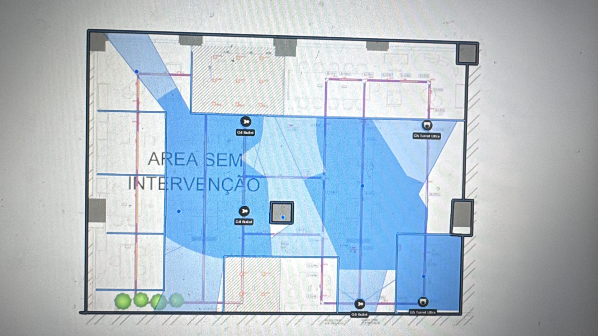 Mapa de calor de cobertura Wi-Fi elaborado em projeto de rede